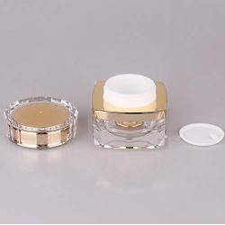 1Pcs 5ml/0.17oz Gold Clear Acrylic Empty Refillable Cosmetic Jar with Screw Lid and PP Liner Luxurious Facial Cream Lotion Case Box Pot Tin Container Dispense Sample Bottle for Cream Balm Storage