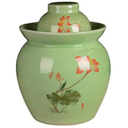 Food Jars & Crocks Kimchi jar,double cover ceramic jar,pickled sauerkraut kimchi pickled egg jar,home pickled pepper jar,salted duck egg jar (Color : Green, Size : 20.520.526.6cm)