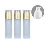 3PCS 80ml/2.6oz Frosted Glass Lotion Bottle With Gold Acrylic Lid Cover Travel Cosmetics Sample Storage Containers Jars Pot Vial Case Holder Dispenser For Essence Cream Serums Oil Moisturizers