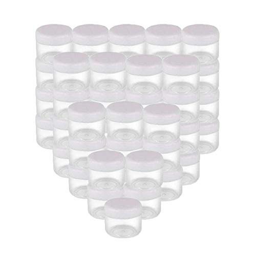 50pcs 20G/0.7oz Empty Cosmetic Plastic Cream Sub-bottle Travel Portable Sample Jar Beauty Salon Pot Bottoing Pitcher Container for Cosmetic Lip Balm Beads Creams Lotion Liquids