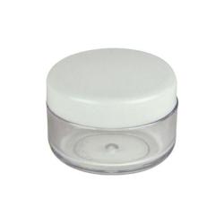 Plastic Transpatent 15g Sample Empty Container Jars Round Pot White Screw Cap Lid Small Tiny Bottle for Cosmetic Make Up Eye Shadow Nails Powder Gems Jewelry 15ml (25pcs)