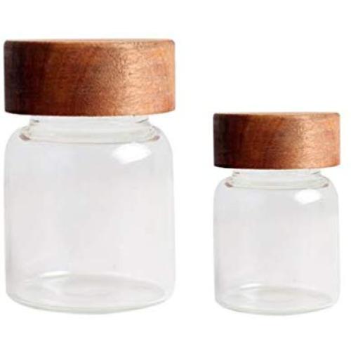 UPKOCH Round Glass Jar Sealed Food Canister Airtight Preservation Jar Food Storage Container for Loose Tea Coffee Bean Snack Spice Sugar Candy