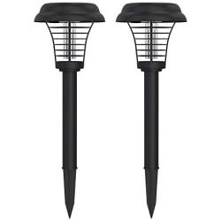 2Pcs Solar Powered Bug Zapper LED Light Insect Mosquito Killer Lamp for Indoor Outdoor Use