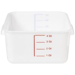 Rubbermaid Commercial Products Plastic Space Saving Square Food Storage Container for Kitchen/Sous Vide/Brining, 4 Quart, White (FG9F0400WHT)