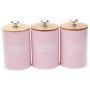 3 X Food Storage Jar, Pink Food Storage Can with Airtight Seal Bamboo Lid -Modern Design Kitchen Storage Canister for Serving Tea, Coffee,Spice