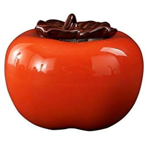 Cereal Containers Mini Creative Handmade Ceramic Tea Cans, Exquisite Persimmon Shape Containers (color : A, Size : S)