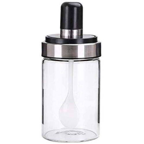 DUDDP Storage Spice lar set Glass Seasoning Rack Jar Spice Pots Tins Spice Box Storage Container Pepper Seasoning Kitchen MSG Jar With Spoon Kitchen Tool