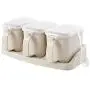 Lillying Accessoires de Cuisine. Boîte de Mélange Poivre, Sel, Épices en Liège Transparent PP, Rangement à Grilles Beige (3)