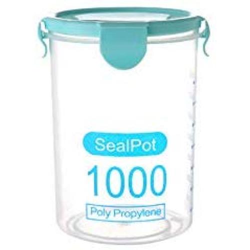 LUYANhapy9 Food Storage Sealing Can, Kitchen Transparent Spices Bean Tea Grain Clear PP Storage Box Jar with Airtight Seal Lid Green 1000ml