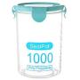 yHRgETLD Airtight Food Storage Containers Flour Container with Durable Lids Transparent Spices Bean Tea Grain Storage Box Jar Seal Pot Can Blue 600ml