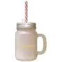 Gelbe Wir haben einen Missionar im. #4 Gefrosteter Glas-Marmelienflasche mit Stroh
