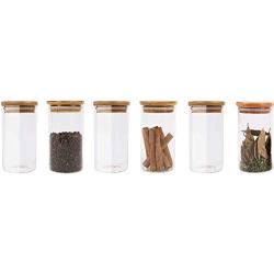 TNKML Glass Food Cans With Natural Bamboo Lid And Silicone Ring For Hermetically Sealed Small Transparent Tank Storage Tanks For Kitchen Storage Of Grain 12 300Ml