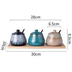 Mini Spice Jars Porcelain color ceramic kitchen seasoning jar household three-piece suit