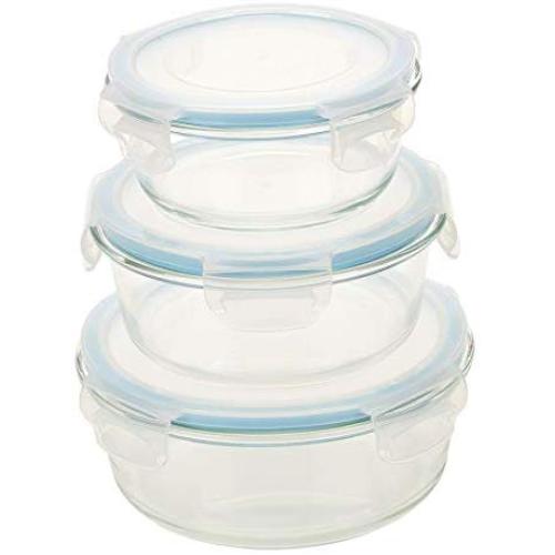 Homiu Glass Containers Food Storage Sets With Lids Three Piece Impact Resistant 14 22.9 33.4 Ounces Microwaveable Leak-Proof Dishwasher Freezer Oven Safe Nestable 6 Pack Round