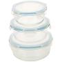 Homiu Glass Containers Food Storage Sets With Lids Three Piece Impact Resistant 14 22.9 33.4 Ounces Microwaveable Leak-Proof Dishwasher Freezer Oven Safe Nestable 6 Pack Round