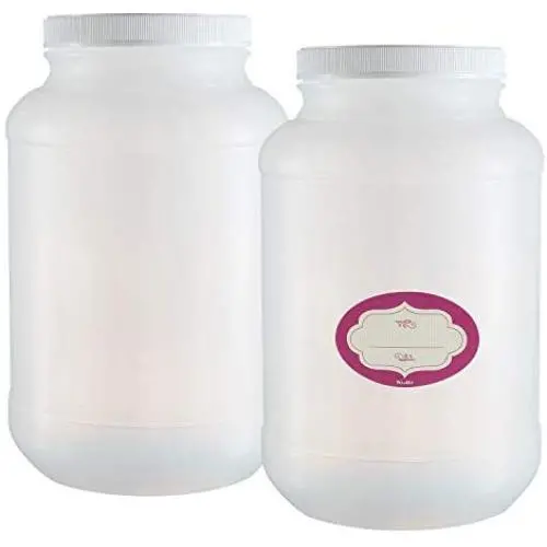 Pack of 2 ? 1 Gallon Natural Round Plastic Container - Empty 128 Oz Wide-Mouth Canisters ? Large Heavy Duty Storage Jug With Lids and Labels - Food-Safe BPA Free - Great for Dry Goods, Kitchen Food Pack of 2 ? 1 Gallon Natural Round Plastic Container - Empty 128 Oz Wide-Mouth Canisters ? Large Heavy Duty Storage Jug With Lids and Labels - Food-Safe BPA Free - Great for Dry Goods, Kitchen Food