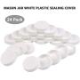 FOCCTS 24Pcs Mason Jar Lids Regular Mouth Plastic, White Plastic Standard Mason Jar Lids Leak Proof, Mason Storage Solid Caps (White)