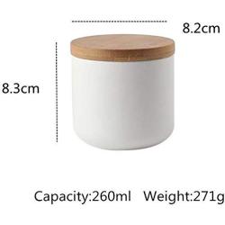TNKML Ceramic Spice Jar Coffee Can Seal, Sealed Bamboo Cover 260Ml Kitchen Food Storage Tank Container Spice Container 260Ml