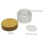 2Pcs 30ml Empty Refillable Clear Frosted Glass Bottles Round Cosmetic Jars Container Storage Pot with Natural Bamboo Lids and Sealing Liner for Face Cream, Samples, Balms, Makeup Emulsion