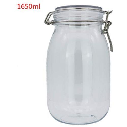 TANK-CN 1650ML Plastic Oval Clip Top Storage Jar with Airtight Seal Lid Food Container Tableware Preserving Kitchen Flour Pasta Spice Organizer