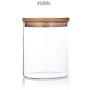 XHHOME Glass Sealed Storage Jar Wide Mouth Tea Coffee Nuts Foods Storage Canisters with Bamboo Lid Kitchen Accessories (450ML)