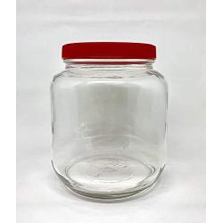 64oz Glass Wide Mouth Jar with BPA Free Leak Proof Plastic Lid (Half Gallon); Food Grade Products, Made in the USA (red, 1)