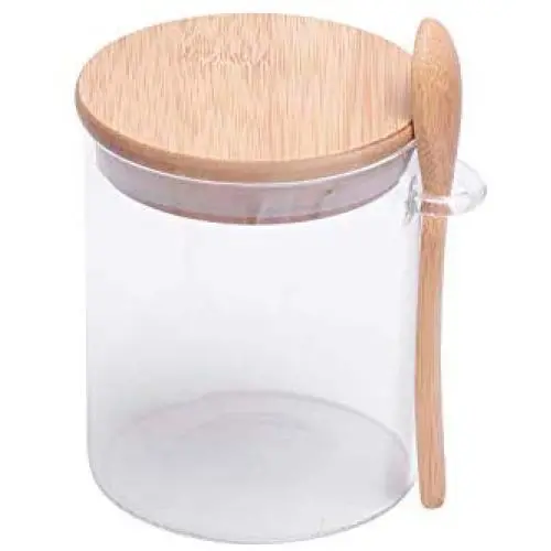 1PC Glass Jar Storage Bottle Clear Sealed Canister With Lid And Spoon Compatible For Loose Tea Salt Sugar 1PC Glass Jar Storage Bottle Clear Sealed Canister With Lid And Spoon Compatible For Loose Tea Salt Sugar