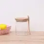 BESTONZON 420ml Condiment Spice Jars Glass Seasoning Container with Spoon Wood Lids Food Storage Canister for Kitchen Tea Coffee Sugar Salt