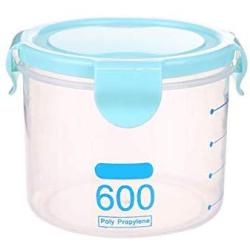 OUYAWEI for Kitchen Grain Storage Tank Box Transparent Sealed Plastic Jar Food Storage Container Blue 600ml