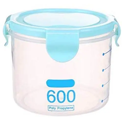 OUYAWEI Kitchen Grain Storage Tank Box Transparent Sealed Plastic Jar Food Storage Container Blue 600ml