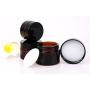 3Pcs 30ML(1OZ) Empty Refillable Amber Glass Cosmetic Jars Face Balm Storage Container Pot Bottle With Inner Liners and Black Lids for Lip Scrubs Oils Salves Creams Lotions Makeup Cosmetics