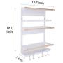 Kitchen Rack - Magnetic Fridge Organizer - 18x12.7x5 INCH - Paper Towel Holder, Rustproof Spice Jars Rack, Heavy-duty Refrigerator Shelf Storage Including 6 Removable Hooks (WHITE) - 2019 New Design