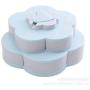 m?kvfa 2-layer Bloom Rotating Snack Box Flower Design Candy Food Storage Box Jewelry Organizer Petal Shape Fruit Plate Snack Storage Tray Home Living Room Candy Dish (Blue)
