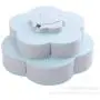 2-Schichtiger Bloom Rotating Snack Box mit Blumenmuster, Süßigkeiten- und Lebensmittellagerbox, Schmuckorganizer, Blütenform, Obstschale, Snack-Lagerbehälter, für Wohnzimmer, Süßigkeiten-Schale (Blau)