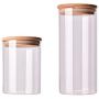 NNDQ Glass Food Storage Jar Containers, Set of 2 Kitchen Canisters with Airtight Seal Bamboo Lid for Serving Tea, Coffee, Spice and More