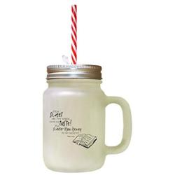 Black Sweet Taste! Sweeter Then Honey Frosted Glass Mason Jar With Straw