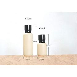 1Pcs 110ml/3.7oz Empty Refillable Glass Pump Press Bottle Lotion Dispenser with Black Pump Top Portable Travel Sample Packing Containers Jar for Lotion Cream Emulsion Essence Foundation Essential Oil