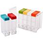 Honghong 6 in 1 Transparent Spice Container Jar Condiment Salt Seasoning Dispenser Box for Kitchen