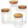 Ensemble de 4 Pots de Rangement en Verre Rond (4, S,M,L,XL) avec Couvercle en Bambou Étanchéifié Ensemble de 4 Pots de Rangement en Verre Rond (4, S,M,L,XL) avec Couvercle en Bambou Étanchéifié