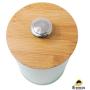 Set of 3 Metal Food Storage Tin With Bamboo Lid for Sugar Tea Coffee Canister Jar Light Green (LIGHT GREEN)