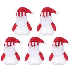 Toyvian 5pcs Christmas Candy Jar Cookie Containers Boxes for Christmas Ornament Holiday Party Decoration Toy (Santa)