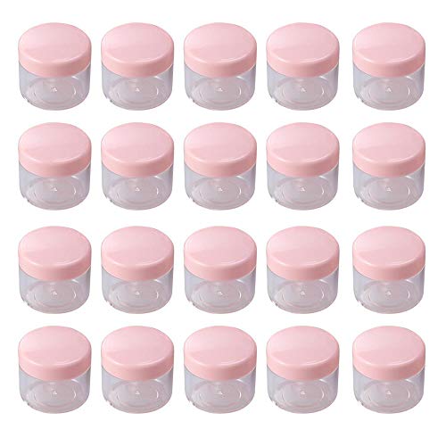 YASUOA 20 Pieces Empty Jars 20ml Plastic Bottles with Lids Cream Lotion and Cosmetic Small Storage Containers Refillable Bottle for Scrubs Samples Butters Travel DIY Compressed Mask Bubble Makeup