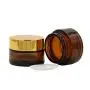 2 STÜCKE 30ML 1OZ Braune Leere Glascremeflasche mit Goldverschluss und Innendeckel – Gesichtsheim-Augenheimspeicherbehälter für Kosmetikbehälter zum Auffüllen für Reisen, Urlaub, Alltag.
