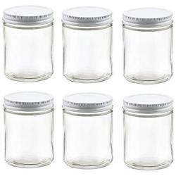 Nakpunar 6 pcs 6 oz French Square Glass Spice Jars with Shakers and White  Lids