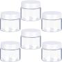 6 Pack 1 oz Plastic Pot Jars Round Clear Leak Proof Plastic Cosmetic Container Jars with White Lids for Travel Storage Make Up, Eye Shadow, Nails, Powder, Paint, Jewelry(1 oz)