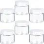 6er Pack 1 oz Kunststoffbehälter,runde transparente, dicht schließende Behälter mit weißen Deckeln für Reise- und Aufbewahrungszwecke – Make-up, Lidschatten, Nagellack, Puder, Farbe, Schmuck (1 oz)