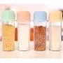 BESTONZON Creative Spice Jar Plastic Seasoning Box Transparent Buckle Type Spice Storage Container Kitchen Storage Bottle Jar with Automatic Cap (Pink)