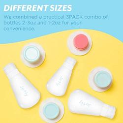Jetly- Travel Bottles, TSA Approved Silicone Refillable Toiletries Container Set- 100% LEAKPROOF Travel Kit (3 Pack)-Cosmetic Squeezable Toiletry Bottles