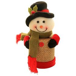 Amosfun Christmas Candy Jar Christms Favor Box with Snowman Doll Christmas Tabletop Decoration