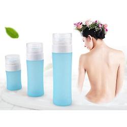 3Pcs Round Silicon Leakproof Travel bottles Empty Refillable Squeeze Containers Tubes Perfect for Carry-on Luggage Liquid Toiletries and Cream Blue (60ml/2oz)